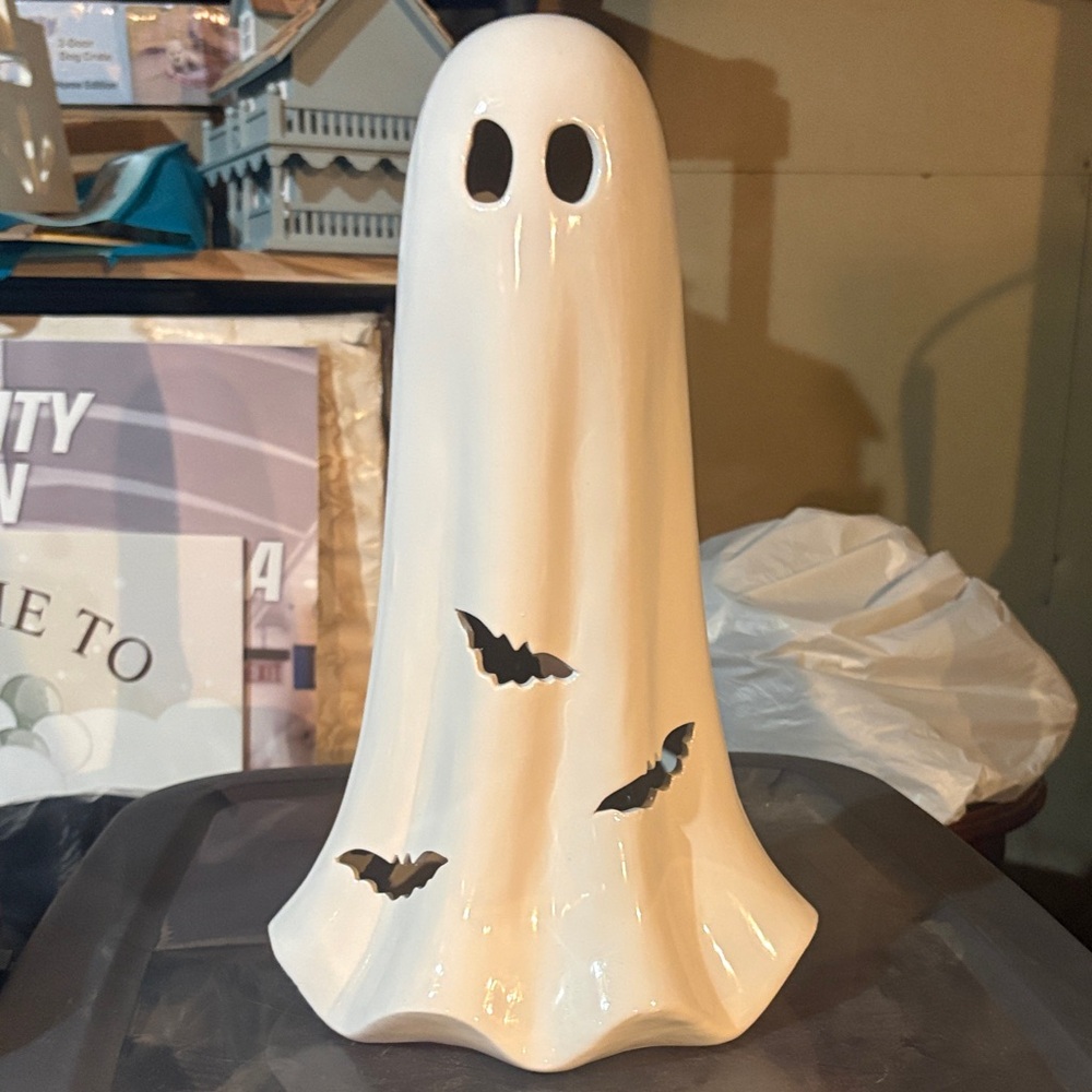 Ceramic Ghost with Bat Cut Outs